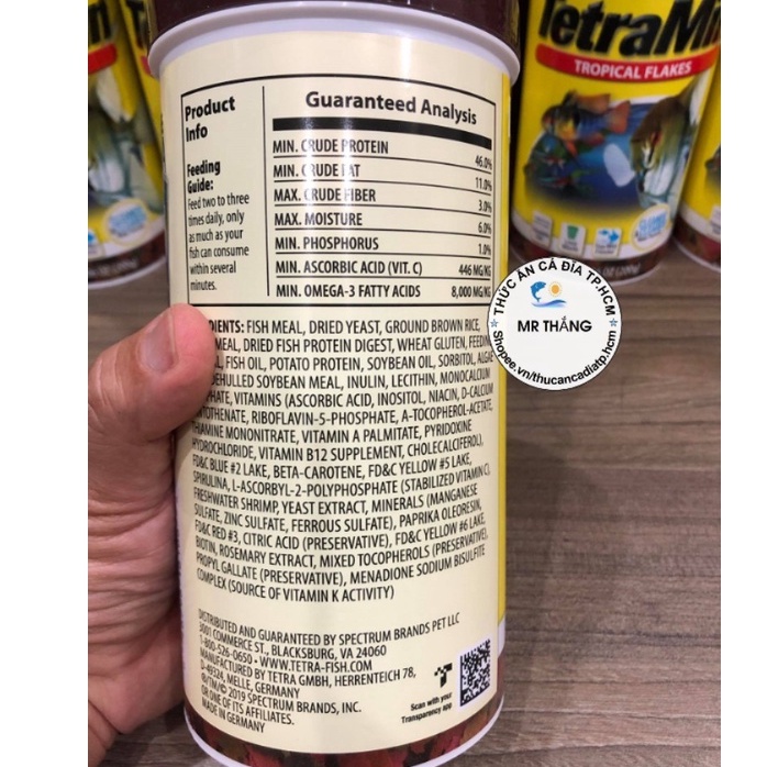 TetraMin Tropical Flakes Fish Food : Thức ăn dạng miếng, lá cho các dòng thần tiên