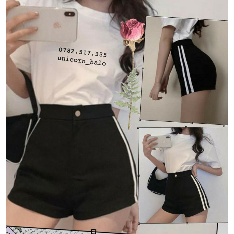 Quần Đùi Nữ Short Kaki Phối Sọc Thể Thao Cá Tính Năng Động DRQS09