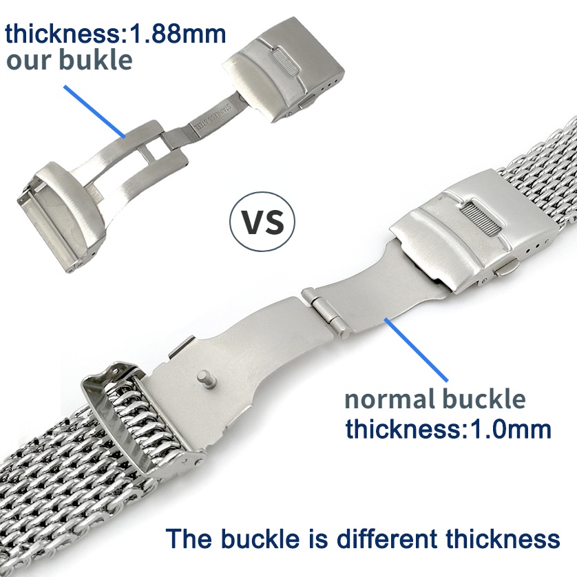 Dây Đeo Đồng Hồ Bằng Thép Không Gỉ 4.0mm Với Khóa Dày 1.88mm 18mm 20mm 22mm 24mm Cho Nam