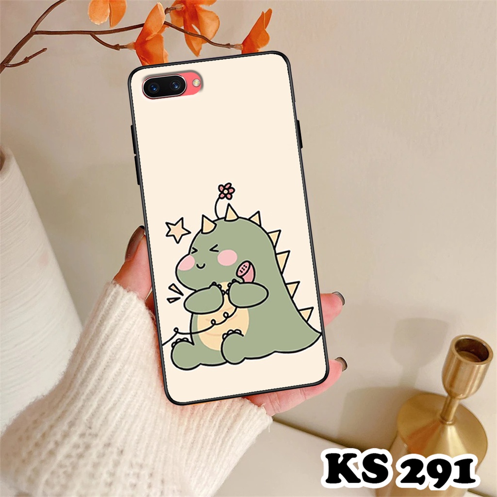 Ốp lưng Oppo A3s - Realme C2 - Ốp Oppo in hình khủng long DinoCute - Lưng nhám viền TPU
