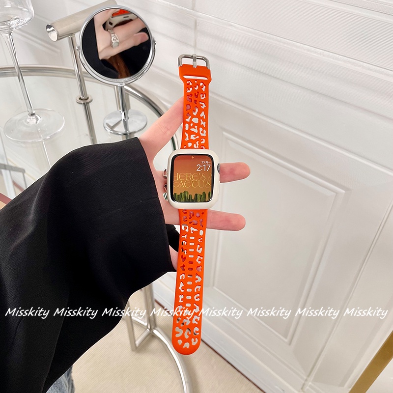 Dây Silicone HọA TiếT Da BáO Cho ĐồNg Hồ IWatch 7 6 5 4 3 2 1 SE 41mm 45mm 44 Mm 40mm