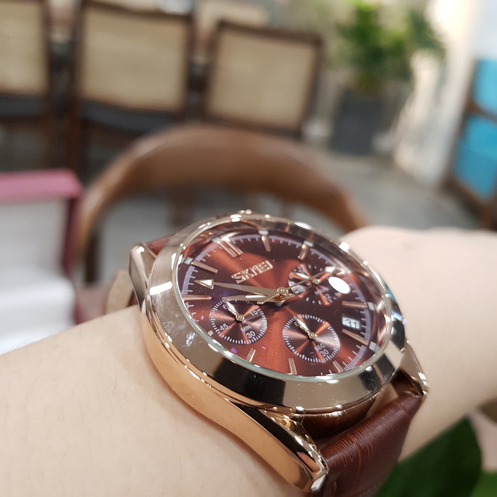 ĐỒNG HỒ NAM SKMEI DÂY DA CHẠY FULL 6 KIM PHONG CÁCH NAM TÍNH LỊCH LÃM