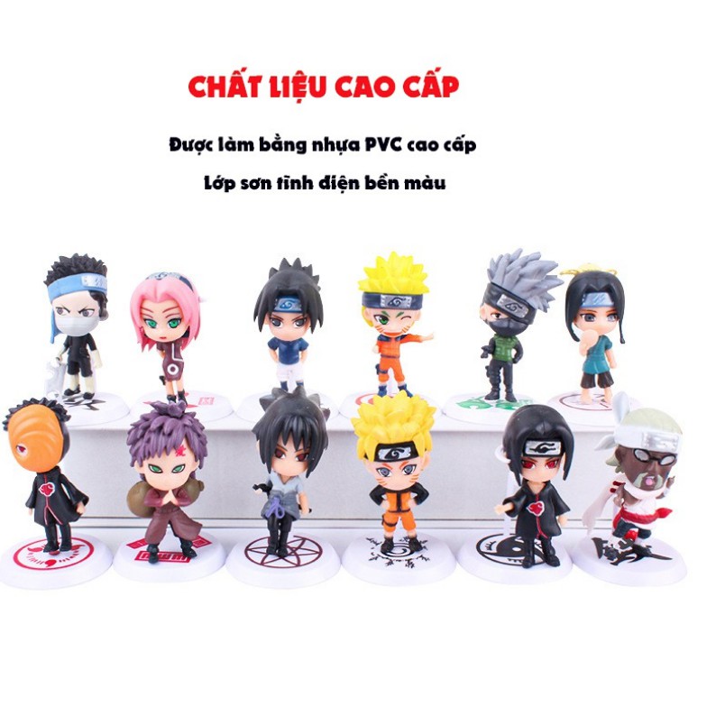 Bộ 6 Mô Hình Naruto Chibi Phim Hoạt Hình, Đồ Chơi Mô Hình Chất Liệu PVC Bền Đẹp