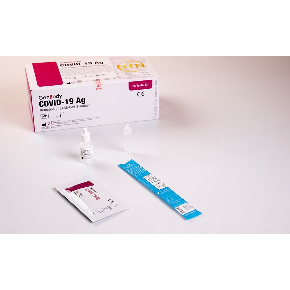 Bộ kit test nhanh Covid-19 Hàn Quốc GENBODY độ chính xác cao có que nhỏ lấy mẫu, không gây đau.