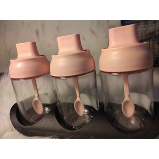 Hũ Thủy Tinh Đựng Gia Vị, Lọ Đựng Gia Vị, Dầu Ăn, Mật Ong Màu Hồng 250ml Chống Nước, Ẩm Mốc, Côn Trùng