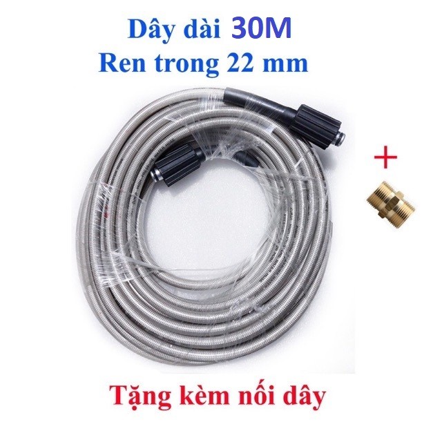 ống Dây Xịt Rửa Xe Áp Lực Cao 3 Lớp Lõi 10M-15M- 20M-30M [Ren 22mm-22mm ]