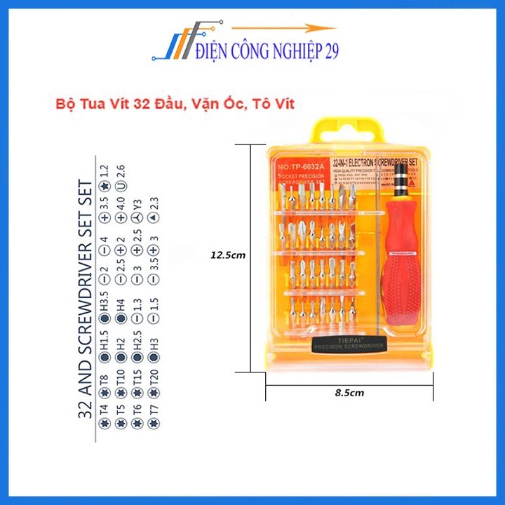 Bộ Tô Vít 32 Đầu Screw ( Tặng 1 Kẹp Linh Kiện Cong )