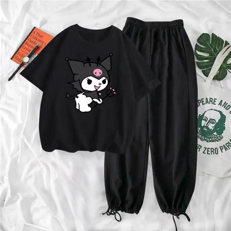 Sét Áo  Dơi đen + quần bom chun, Áo thun from rộng, Chất đẹp không xù, quần suông ống rộng, Sét bộ mặc ở nhà - MODY