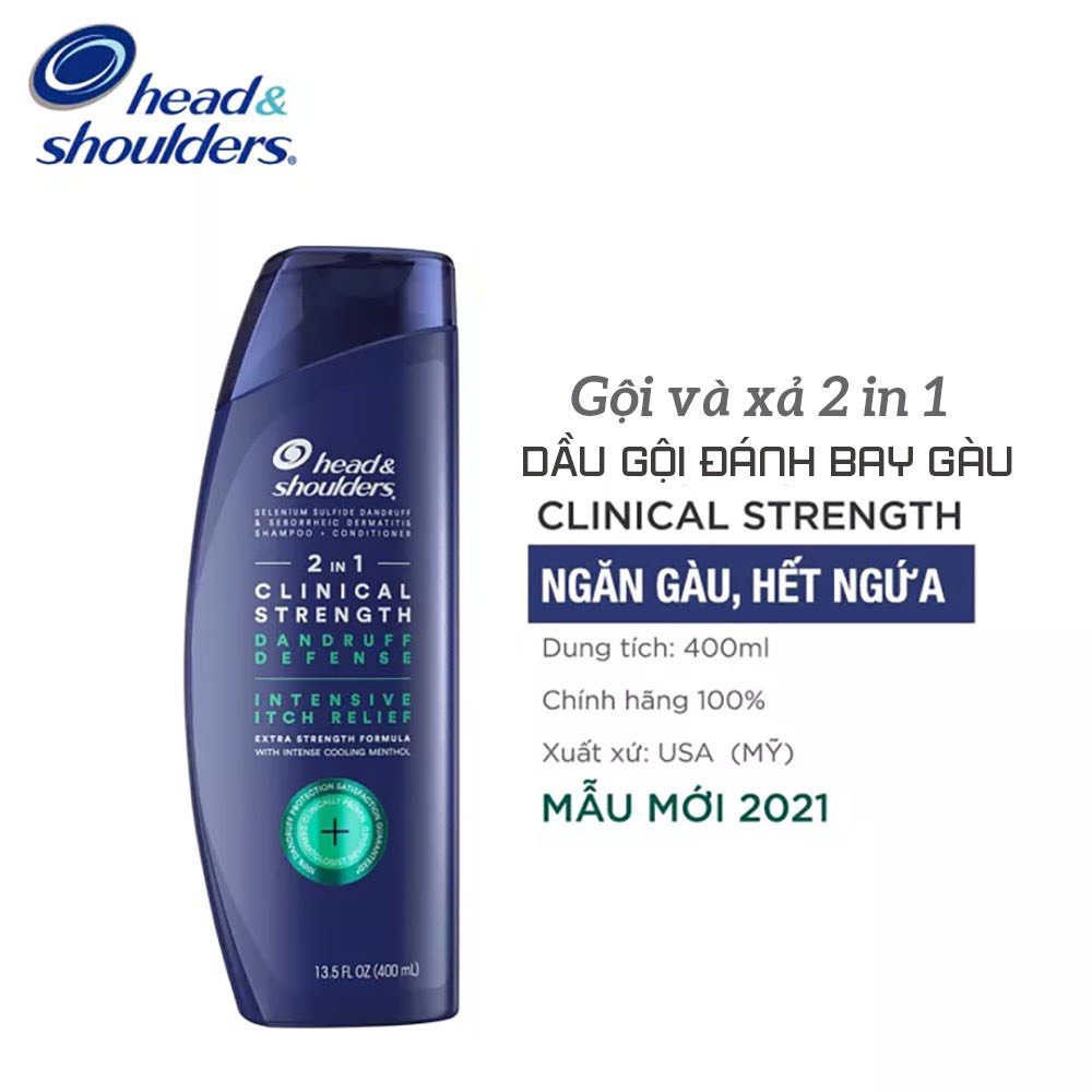 Dầu gội Head And Shoulders Clinical Strength Mỹ dành cho da đầu Gàu ngứa 400ml