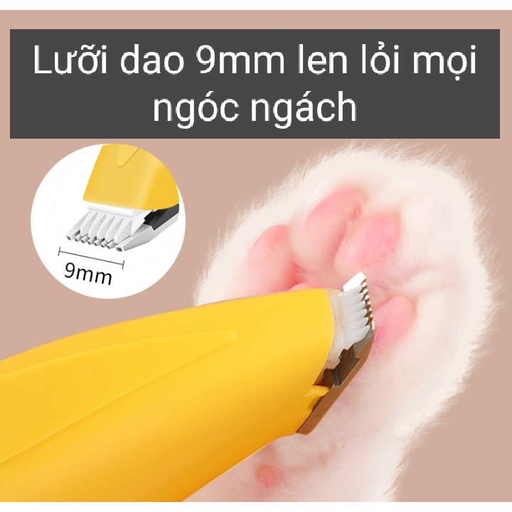 Dụng cụ tỉa lông, cạo lông bàn chân chó mèo mini, chống ồn và stress cho thú cưng - Tông đơ pet
