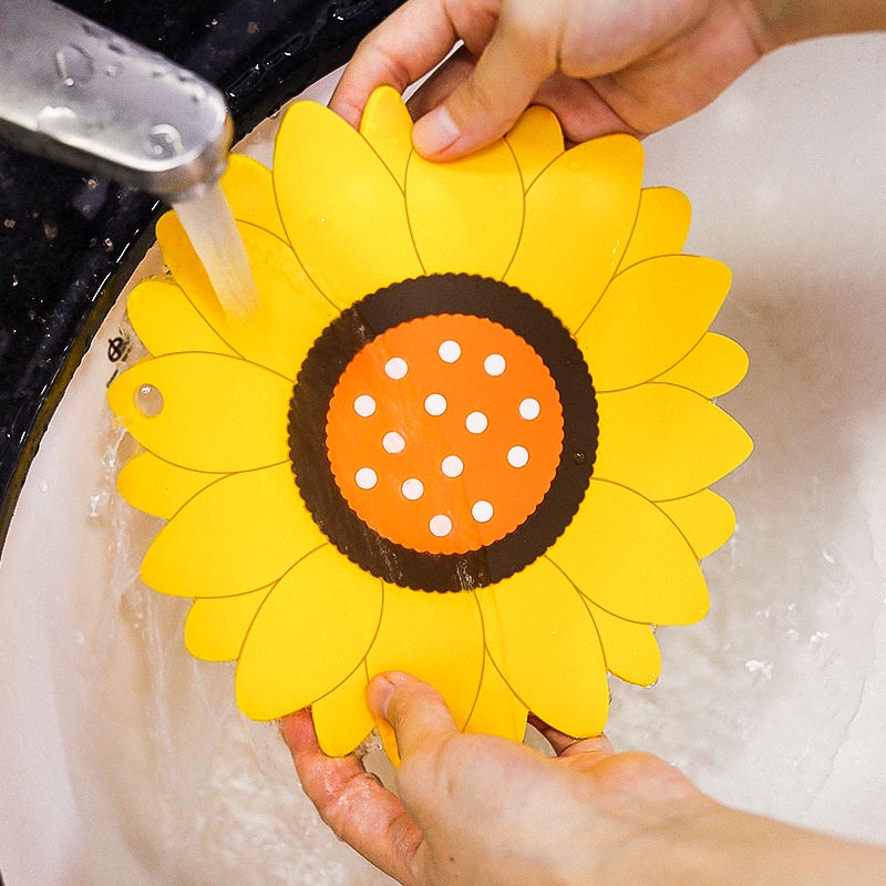 Set 3 miếng lót ly lót nồi silicon hình hoa hướng dương tiện dụng 5/10/15cm