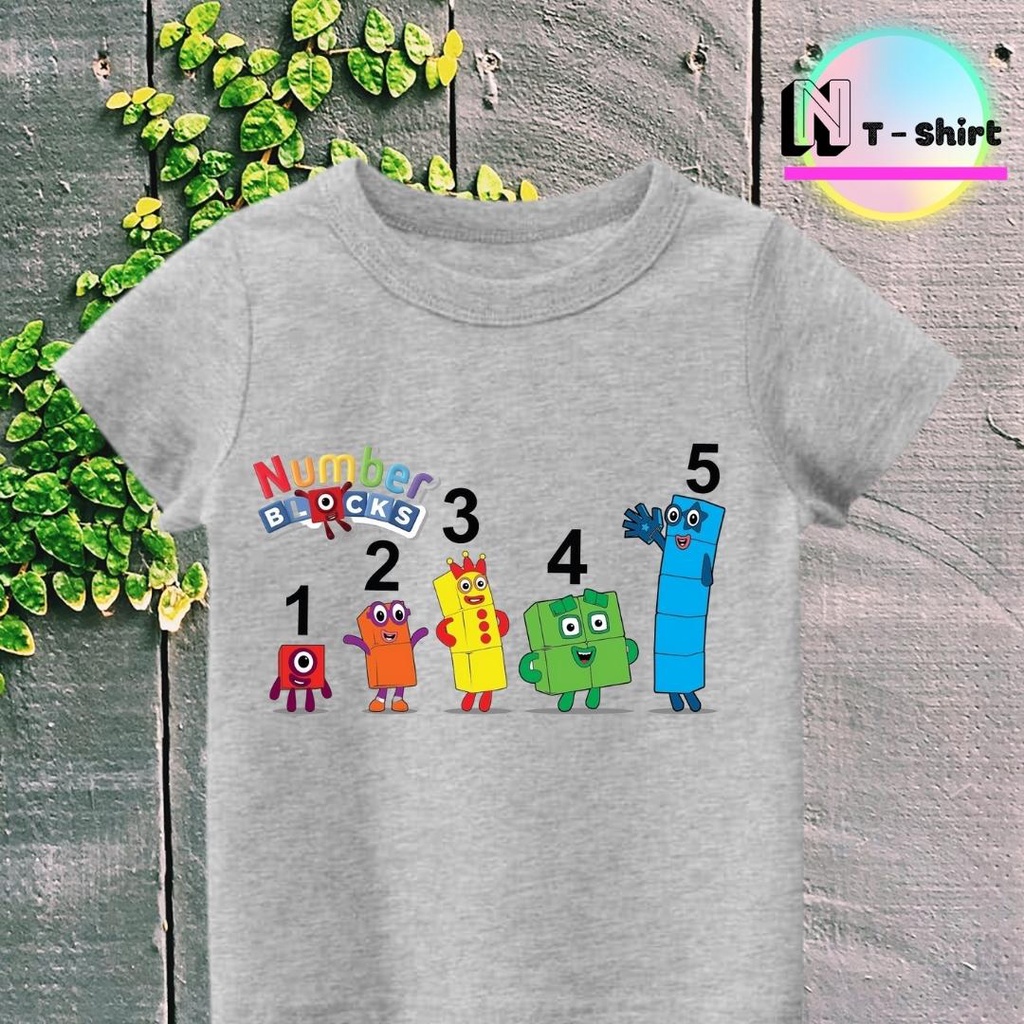 Áo thun cho bé trai và bé gái in hình hoạt hình Number Blocks dễ thương, chất liệu cotton mềm mịn thoáng mát NTShirt 05