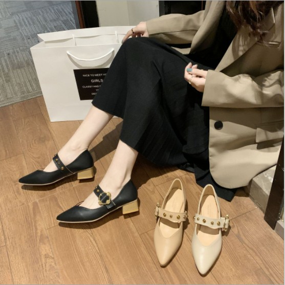 [SẴN] Giày búp bê đế giả gỗ quai ngang bản to phong cách vintage G042 | BigBuy360 - bigbuy360.vn