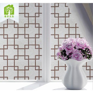 5M Giấy Dán Kính họa tiết ô vuông nâu không cần keo - khổ 0.45