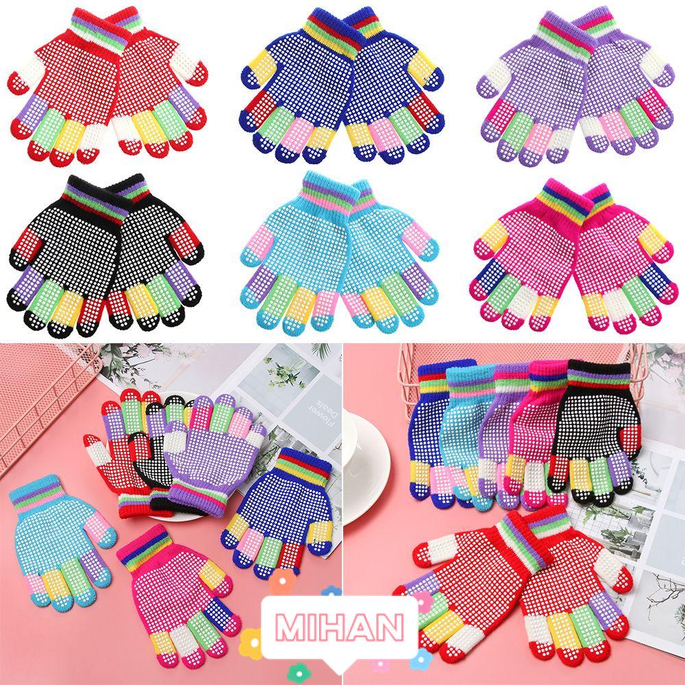 MIHAN1 Hot Non-slip Gloves Magic Anti-slip Rubber Knitted Boy Girl Ski Winter Stretch Warm Kids Children/Multicolor