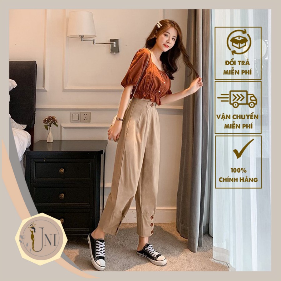 Set Bộ Tiểu Thư Chanh Xả Áo Von Lụa Quần Kaki Loại Dầy Dáng Bom Mã 025 UNI STORE