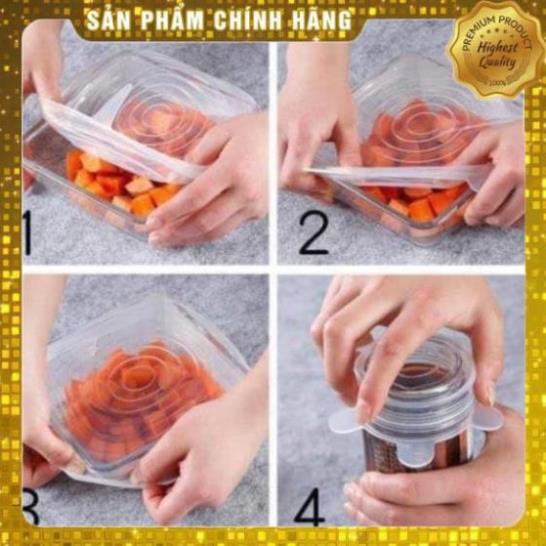 [sale] (Hàng chuẩn) Sét 6 nắp đậy silicon siêu dai  chuẩn 2021