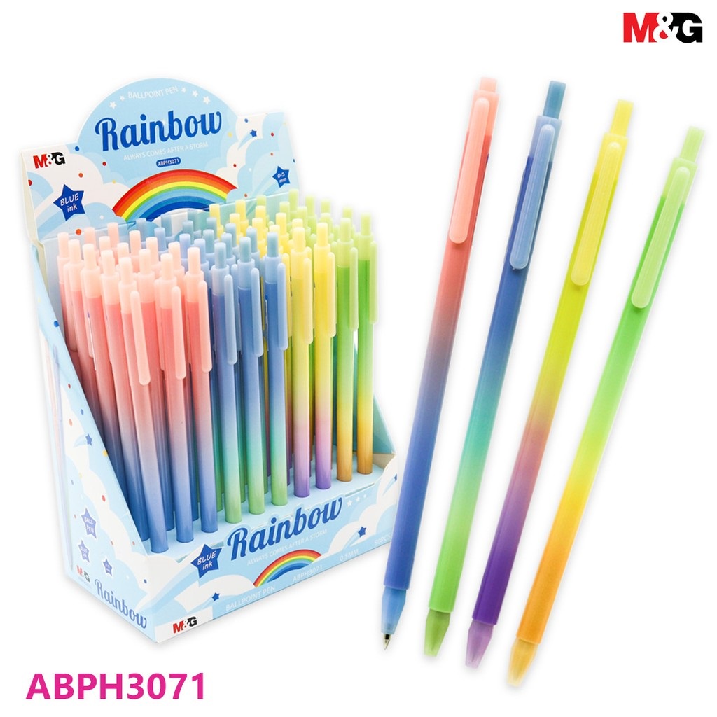 Bút bi Rainbow 7 sắc cầu vồng M&G ABPH3071 mực xanh ngòi 0.5mm - 1 cây