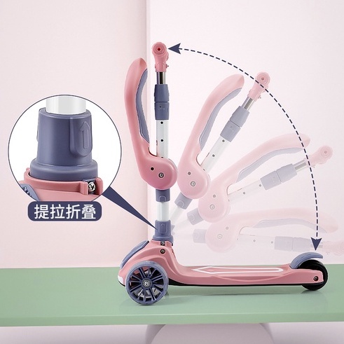 Xe Trượt Scooter Đa Năng - Xe Chòi Chân Có Ghế Ngồi Cho Bé 2-8 tuổi - Hàng Cao Cấp Có Nhạc Đèn Phát Sáng