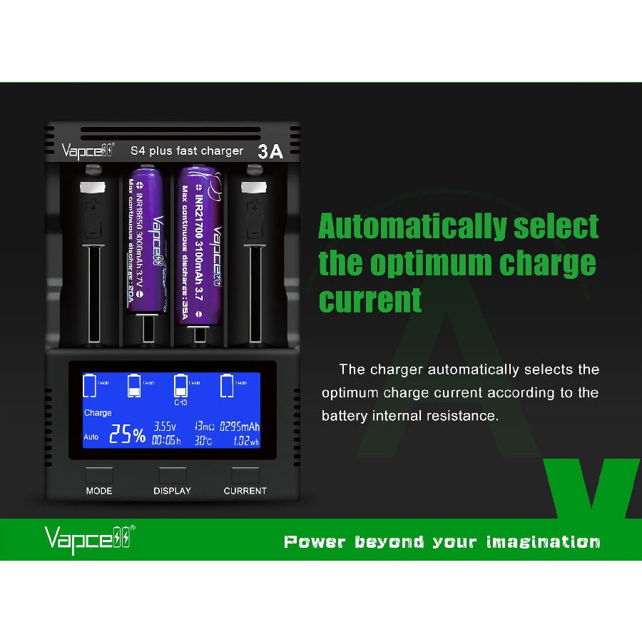 Sạc pin đa năng chính hãng VAPCELL S4 PLUS, SẠC NHANH 3A MỖI Ổ SẠC - edc_city