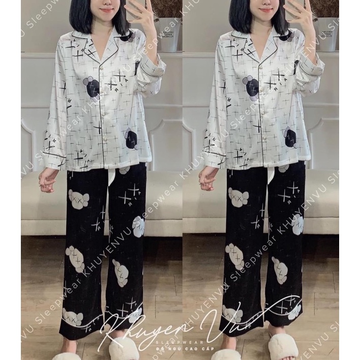 Bộ ngủ Pijama dài tay lụa latin | BigBuy360 - bigbuy360.vn