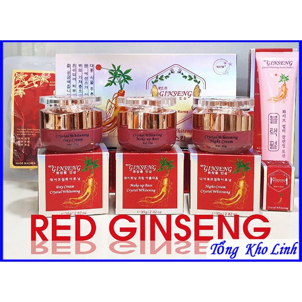 Mỹ phẩm Hồng Sâm Red Ginseng, làm sạch nám tàn nhang và dưỡng trắng da nhân sâm, kem sâm, mỹ phẩm Ginseng.