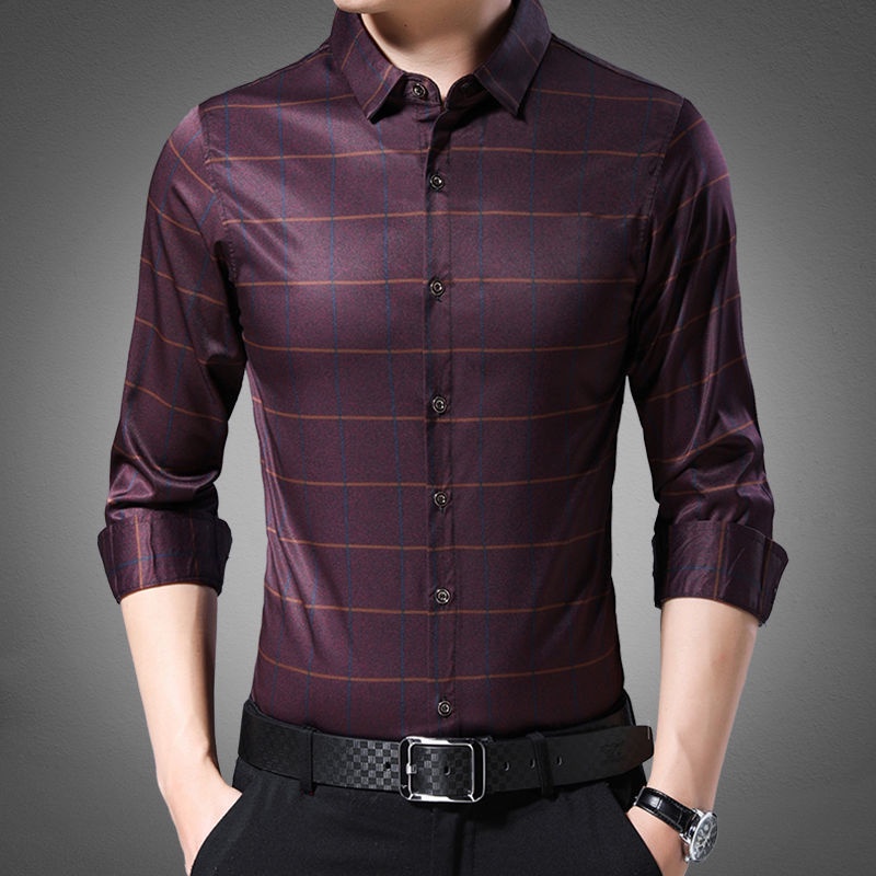 Áo Sơ Mi Nam Tay Dài Họa Tiết Caro Thời Trang