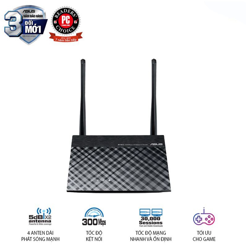 Bộ Phát Wifi Không Dây ASUS RT-N12+ Chuẩn N Tốc Độ 300Mbp - Hàng phân phối chính thức BH 36 tháng | BigBuy360 - bigbuy360.vn