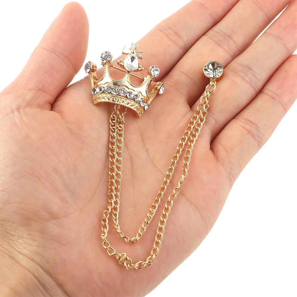 Trâm Cài Cổ Áo Dạng Chuỗi Hình Vương Miện Hoàng Gia Cho Nam