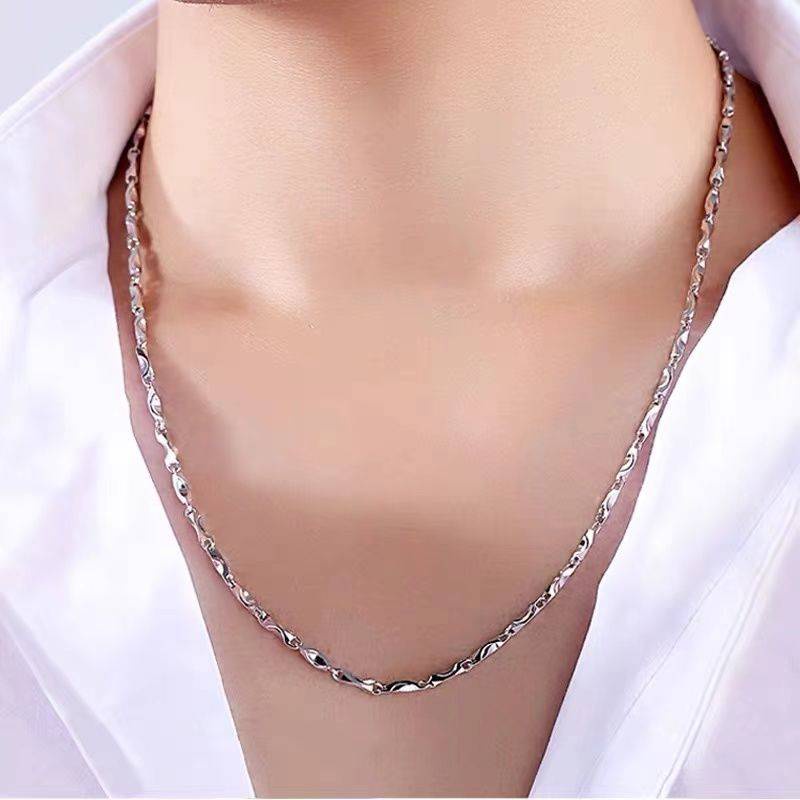 Vòng Cổ Nam。 Dây Chuyền Chất Liệu Bạc 9999 Không Phai Phong Cách hip hop Cá Tính Cho Nam