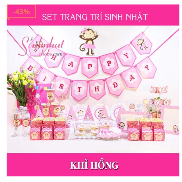 Set trang trí bàn tiệc sinh nhật cho bé
