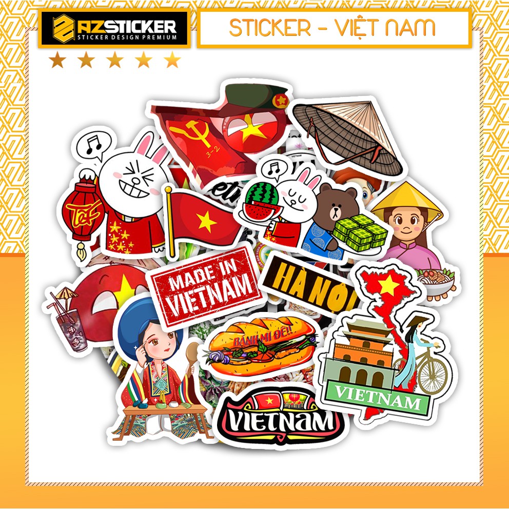 [set 50+ Hình] Sticker Việt Nam | Dán Nón Bảo Hiêm, Điện Thoại, Laptop, Bình Nước...Chống Nước, Chống Bay Màu..