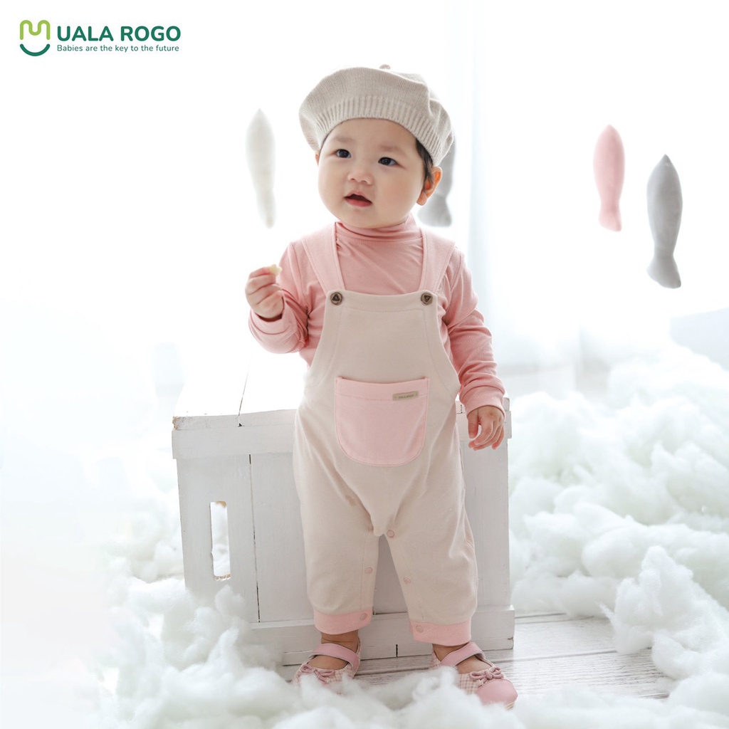 [CHÍNH HÃNG] Quần yếm dài túi bụng sợi tre/trần bông họa tiết trẻ em thu đông Uala Rogo