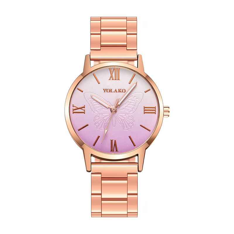 ZOLFA Luxury Rose Gold Round Ultra-Thin Steel Strap Lady Watches Elegant Butterfly Flowers Ladies Analog Quartz Wrist Watch Womens Gift Watches Đồng hồ nữ