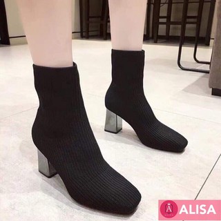 (SALE) Bốt len gót bạc - ALISA