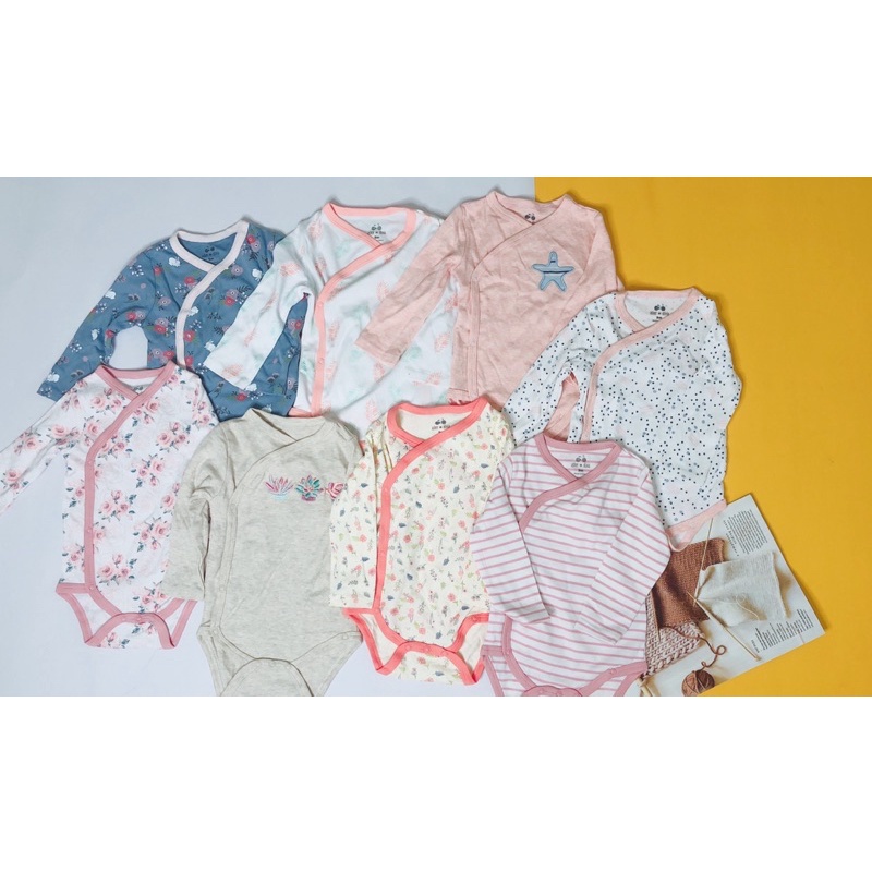 Bodysuit vạt chéo hàng Olivia chất cotton cho bé size từ 0-12 tháng