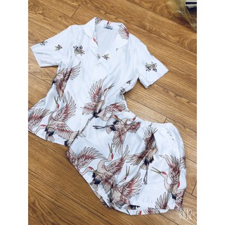 [Hàng Loại 1] Đồ Bộ Satin Lụa Con Hạc Sang Chảnh, Cao Cấp