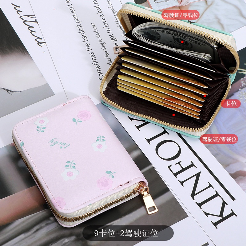 Ví Đựng Thẻ / Tiền Xu Nhiều Ngăn Có Khóa Kéo in Hoạt Hình Dễ Thương Cho Bạn Gái