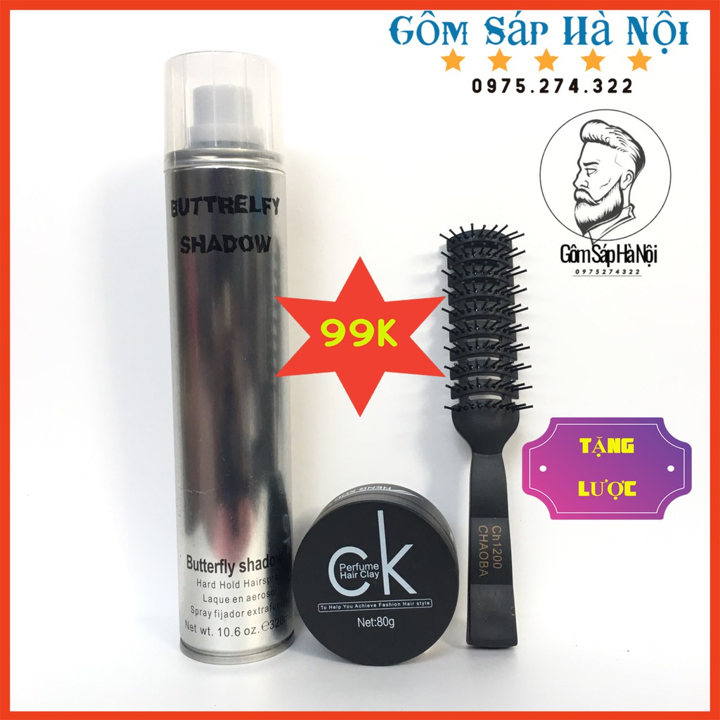Gôm xịt tóc BUTTREFLY 320ml + Sáp vuốt tóc CK