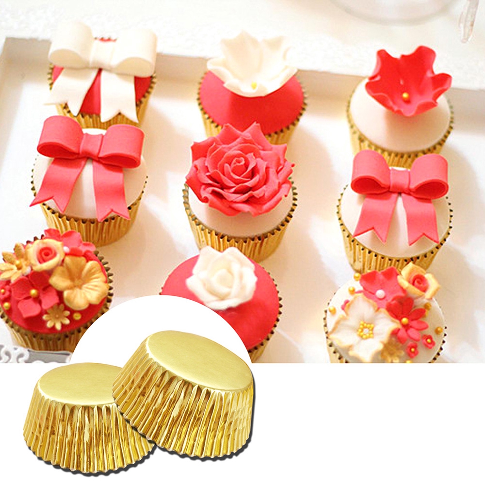 CONOPERY Set 100 Cốc Giấy Nhôm Làm Bánh Cupcake