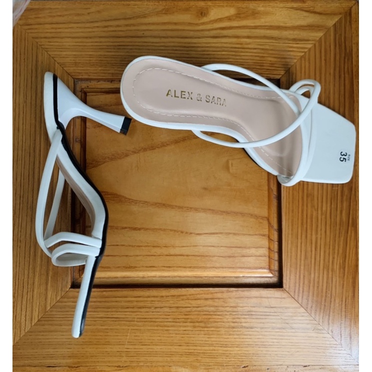 Dép guốc cao gót nữ 7p quai mảnh đế nhọn mũi vuông hở ngón 3 dây chéo siêu nhẹ đẹp rẻ thời trang