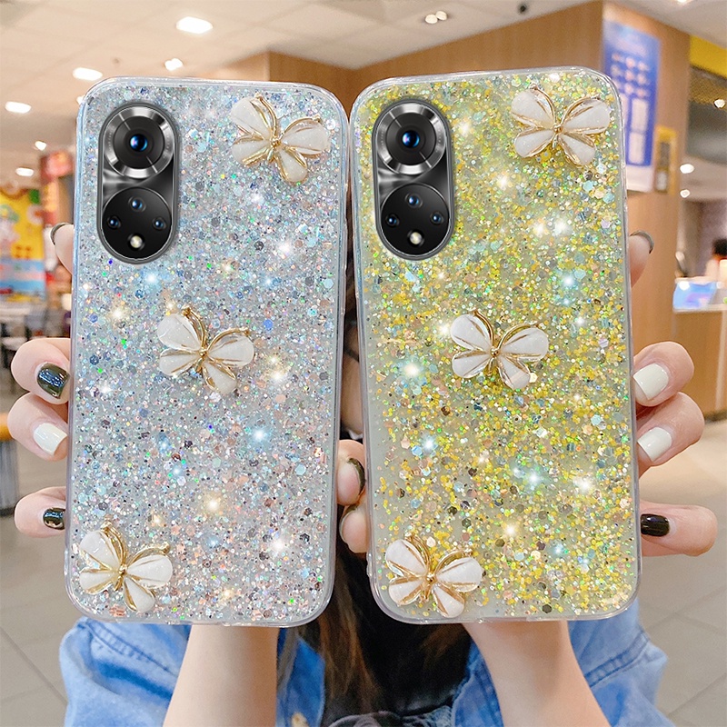 Ốp Điện Thoại Mềm Trang Trí Hình Bướm Và Kim Cương Cho Huawei Honor X7 X9A 50 50SE Nova 8 8SE 7 7SE Mate 40 40Pro