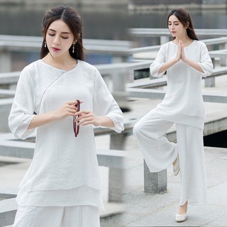 Bộ Đồ Tập Yoga Vải Lanh Tay Lửng Cổ Tròn Thời Trang 2020