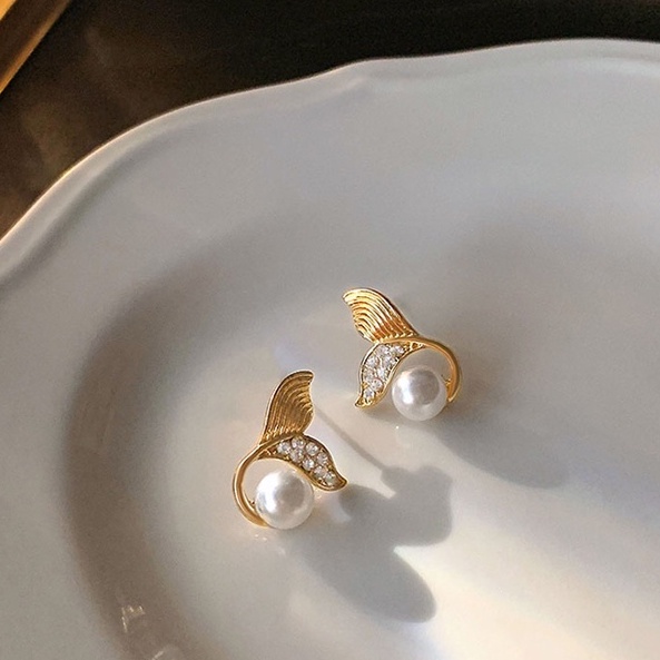 Khuyên Tai Đính Ngọc Trai Đá Giả Nhiều Kiểu Tùy Chọn Đơn Giản Phong Cách Hàn Quốc