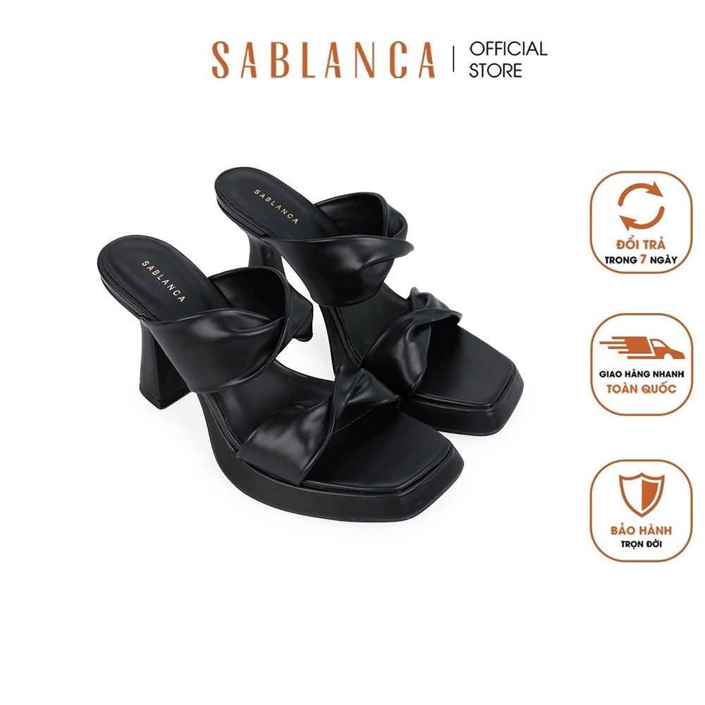 Guốc nữ nhọn quai ngang họa tiết xoắn nơ SABLANCA 5050GN0049