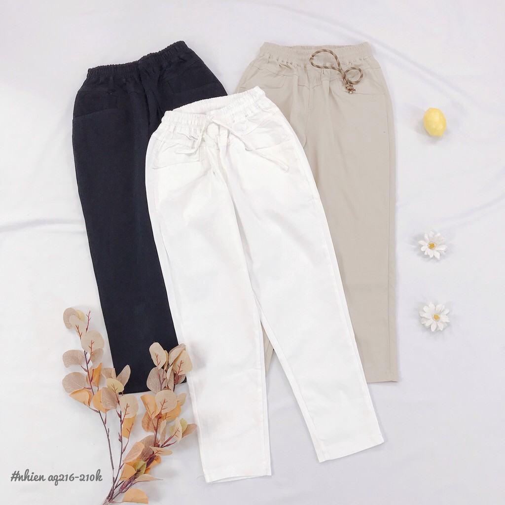 [Mã FADIRECT20 giảm 20K đơn 150K] Quần Kaki Nữ Eo Chun Nhienvintage_ Aq216 | BigBuy360 - bigbuy360.vn