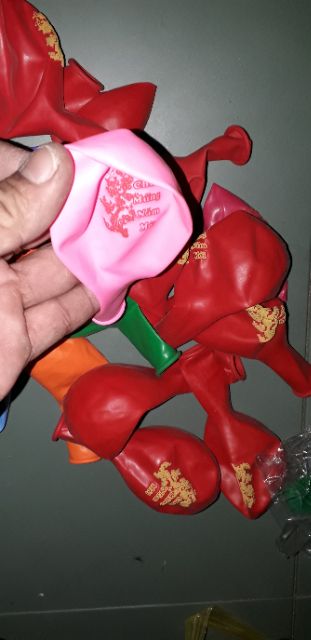 Sét 10 cái bong bóng In chữ Chúc Mừng Năm mới khi bơm 40cm nhiều màu