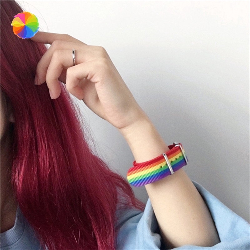 Vòng Tay Phong Cách Harajuku Dây Nylon Màu Sắc Cầu Vồng Xinh Xắn