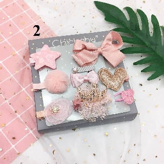 (echi) Set hộp 10c kẹp tóc Chicbaby