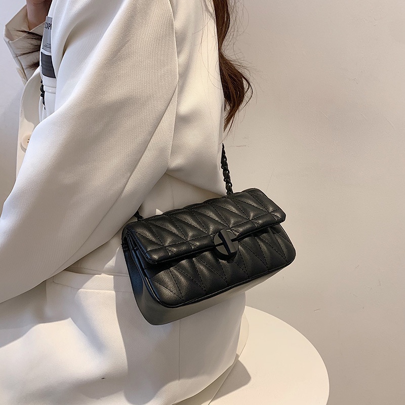 Túi Đeo JASMIN NOIR Chéo Nắp Gập In Họa Tiết Lưới Thời Trang Cho Nữ